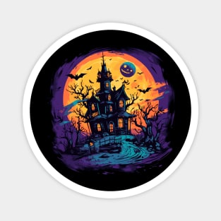 Haunted House Mansion Sunset Halloween Magnet